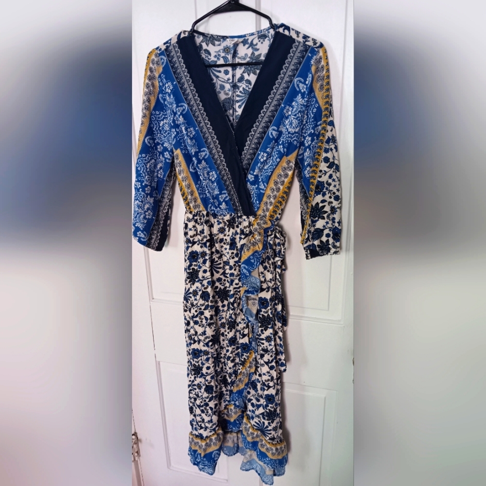 Cato Wrap Dress with Ruffle Feature and Belt